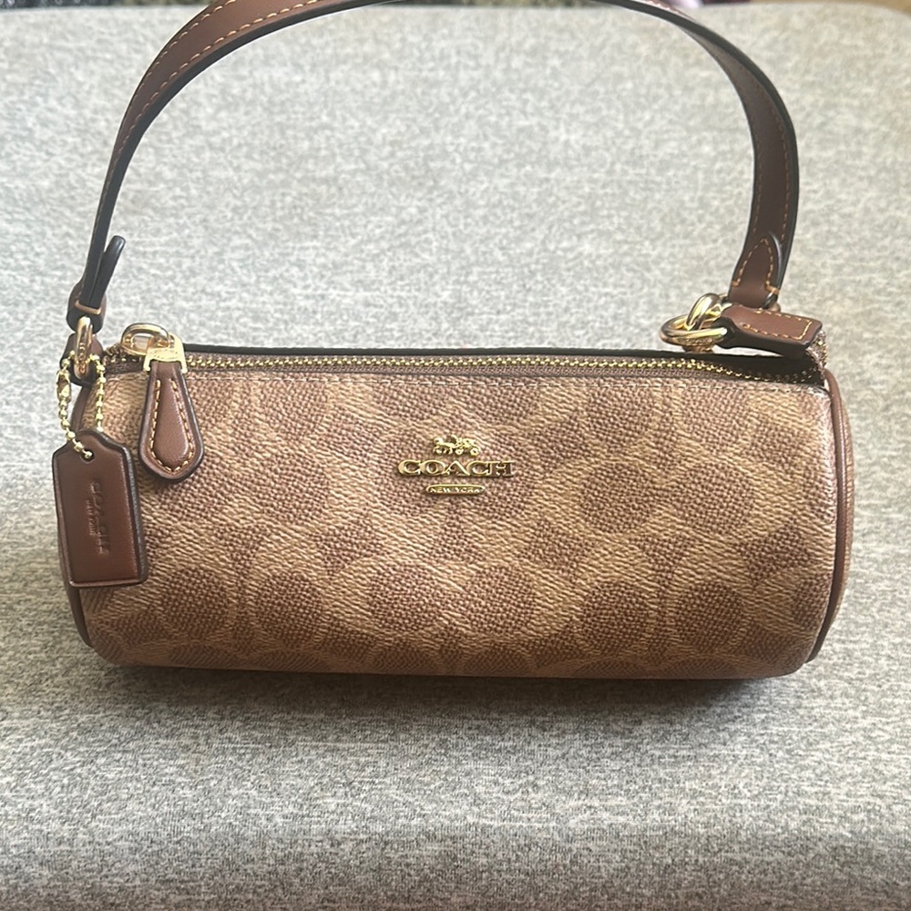 Coach Nolita barrel Brown Shoulder Bag with Signature Monogram🤎